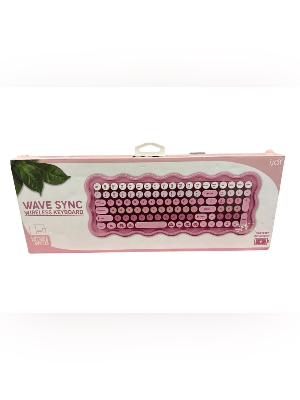 Pink Retro Round-Key Wireless Keyboard + Matching Desk Accessories - Picture 4 of 5